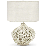 Настольная лампа с абажуром и каркасом из белых деревянных бусин White Wooden Beads Table Lampshade варинант исполнения - 1 | Loft Concept в Орле