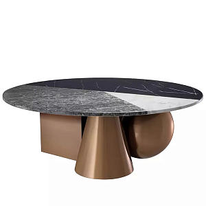 Дизайнерский журнальный стол с круглой столешницей на 3-х геометрических ножках Lehumod