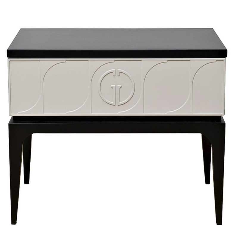 Тумбочка прикроватная с ящиком черно-серого цвета Noble Nightstand Черный Серый Тумбочка прикроватная с ящиком черно-серого цвета Noble Nightstand Черный Серый в Орле | Loft Concept
