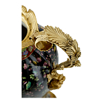 Ваза из фарфора черная с цветочной росписью и бронзовыми элементами Spring Garden варинант исполнения - 2 | Loft Concept в Орле