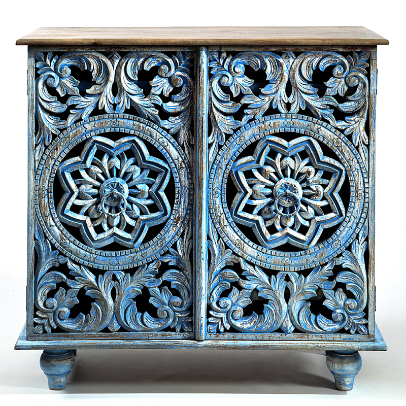 Комод с резным фасадом Blue Carved Chest of Drawers Голубой Комод с резным фасадом Blue Carved Chest of Drawers Голубой в Орле | Loft Concept