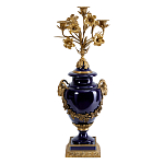 Подсвечник из темно-синего фарфора с бронзовыми элементами и цветами Eden Garden варинант исполнения - 1 | Loft Concept в Орле