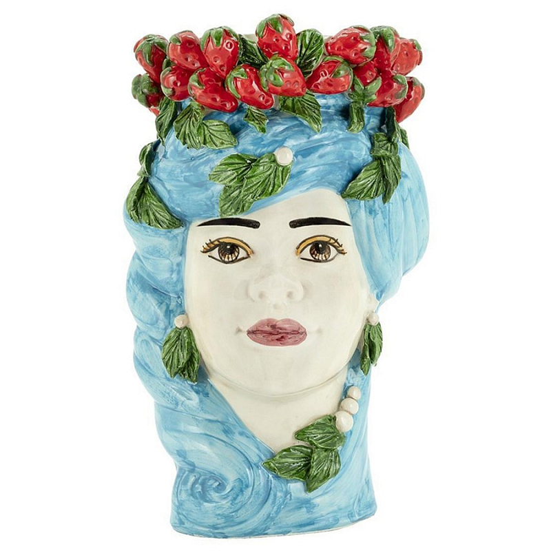 Ваза Vase Strawberries Head Lady Azure Белый Красный Зеленый Голубой Ваза Vase Strawberries Head Lady Azure Белый Красный Зеленый Голубой в Орле | Loft Concept