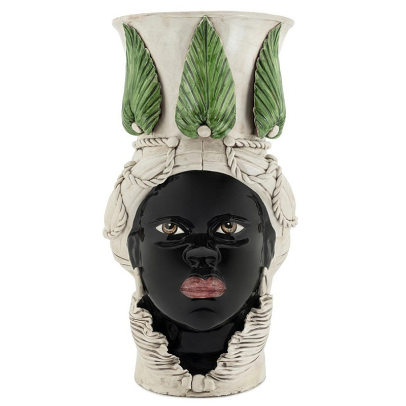 Ваза Vase Moro Lady Giant With Leaf Черный Бежевый Зеленый Ваза Vase Moro Lady Giant With Leaf Черный Бежевый Зеленый в Орле | Loft Concept