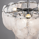 Люстра из белых стеклянных дисков на серебрянном каркасе White Glowing Reflectors варинант исполнения - 5 | Loft Concept в Орле