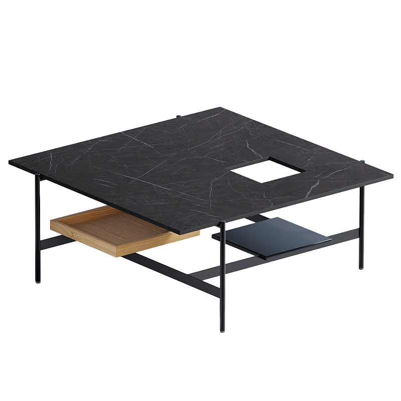Karat журнальный столик цвета тёмный камень с съемным подносом Серый Черный в Орле | Loft Concept 