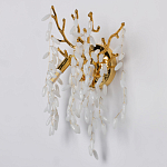 Бра золотого цвета с ветвями и белыми овальными стеклянными подвесками Droplet Chandelier варинант исполнения - 3 | Loft Concept в Орле