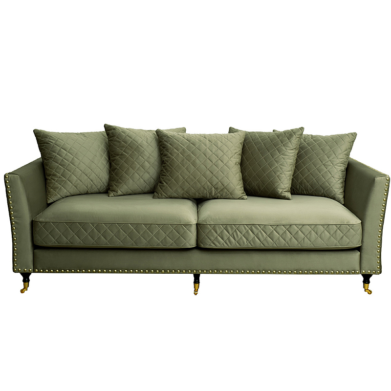 Диван Giorgio Sofa трехместный велюровый Оливковый Темно-синий в Орле | Loft Concept 