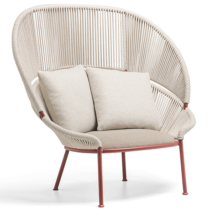 Дизайнерское уличное кресло с веревочной спинкой PETALO Armchair Бежевый Терракотовый Дизайнерское уличное кресло с веревочной спинкой PETALO Armchair Бежевый Терракотовый в Орле | Loft Concept
