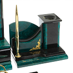 Настольный письменный набор из змеевика тёмно-зелёного цвета с декором в виде орла Successful Leader варинант исполнения - 5 | Loft Concept в Орле