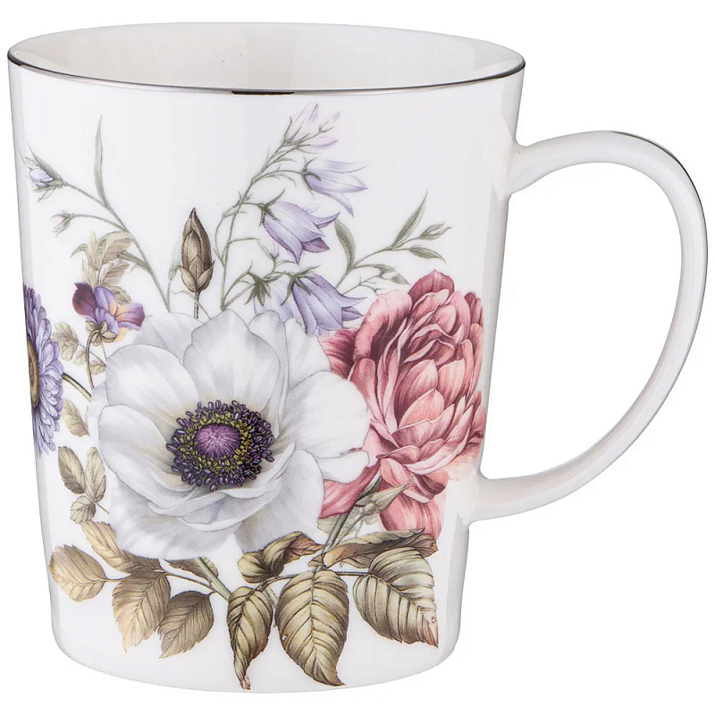 Кружка фарфоровая с рисунком цветов 400 мл Garden Whisper Porcelain Set Белый Мульти Кружка фарфоровая с рисунком цветов 400 мл Garden Whisper Porcelain Set Белый Мульти в Орле | Loft Concept