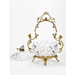 Конфетница с бронзовой ручкой и фарфоровой птичкой на крышке Eden Garden варинант исполнения - 2 | Loft Concept в Орле