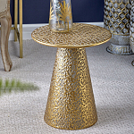Журнальный столик с конусообразной основой и текстурной поверхностью золотого цвет Ethnic Metal варинант исполнения - 3 | Loft Concept в Орле