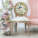 Стул бежевый из натурального бука с изображением птиц и цветов Blooming Blue Birds варинант исполнения - 3 | Loft Concept в Орле