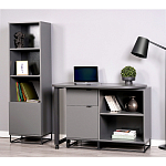 Стеллаж книжный цвета графит с 3-мя открытыми полками и дверкой Strict Lines варинант исполнения - 4 | Loft Concept в Орле