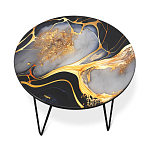 Стол журнальный с круглой столешницей из стекла Gold and Black Marble варинант исполнения - 2 | Loft Concept в Орле