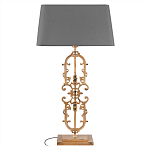 Настольная лампа на ажурном чугунном основании с тканевым серым абажуром Openwork Lamp варинант исполнения - 1 | Loft Concept в Орле