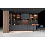 Комбинированный кухонный гарнитур сине-серого цвета с фасадом под дерево Benjamin Kitchen Set варинант исполнения - 4 | Loft Concept в Орле