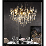 Люстра черная с прозрачными стеклянными подвесками в форме капель FAIRYTREE Light варинант исполнения - 4 | Loft Concept в Орле