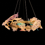 Люстра круглая на золотом каркасе с птичками и цветочным декором Miscellaneous herbs варинант исполнения - 4 | Loft Concept в Орле