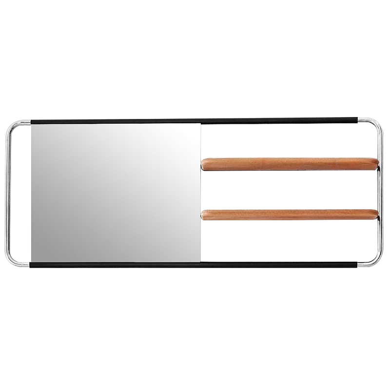 Настенное зеркало с двумя полками Two Shelves Functional Mirrors Древесина Черный Хром Настенное зеркало с двумя полками Two Shelves Functional Mirrors Древесина Черный Хром в Орле | Loft Concept