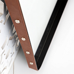 Зеркало прямоугольное в металлической раме с кожаной отделкой Loft in Reflection варинант исполнения - 3 | Loft Concept в Орле