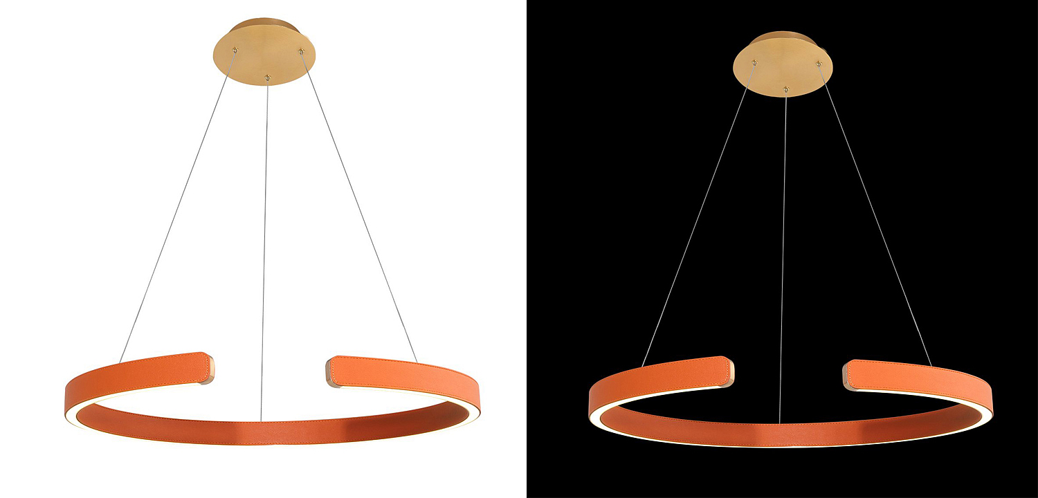 Подвесной светильник Half Ring orange leather Подвесной светильник Half Ring orange leather - Loft-Concept в Орле