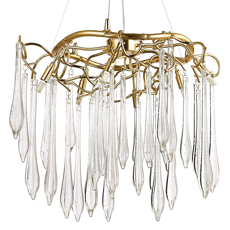 Люстра с хрустальными подвесками в виде капель Droplet Crystal Gold Chandelier 6 Золотой Прозрачный Люстра с хрустальными подвесками в виде капель Droplet Crystal Gold Chandelier 6 Золотой Прозрачный в Орле | Loft Concept