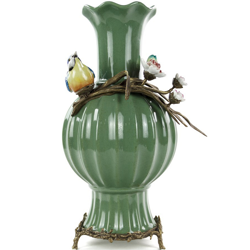 Фарфоровая ваза Deep Green Vase Зеленый шалфей Бронза Фарфоровая ваза Deep Green Vase Зеленый шалфей Бронза в Орле | Loft Concept