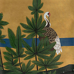 Обои ручная роспись Tsuro Cranes Original colourway on Gold Bullion gilded silk варинант исполнения - 2 | Loft Concept в Орле