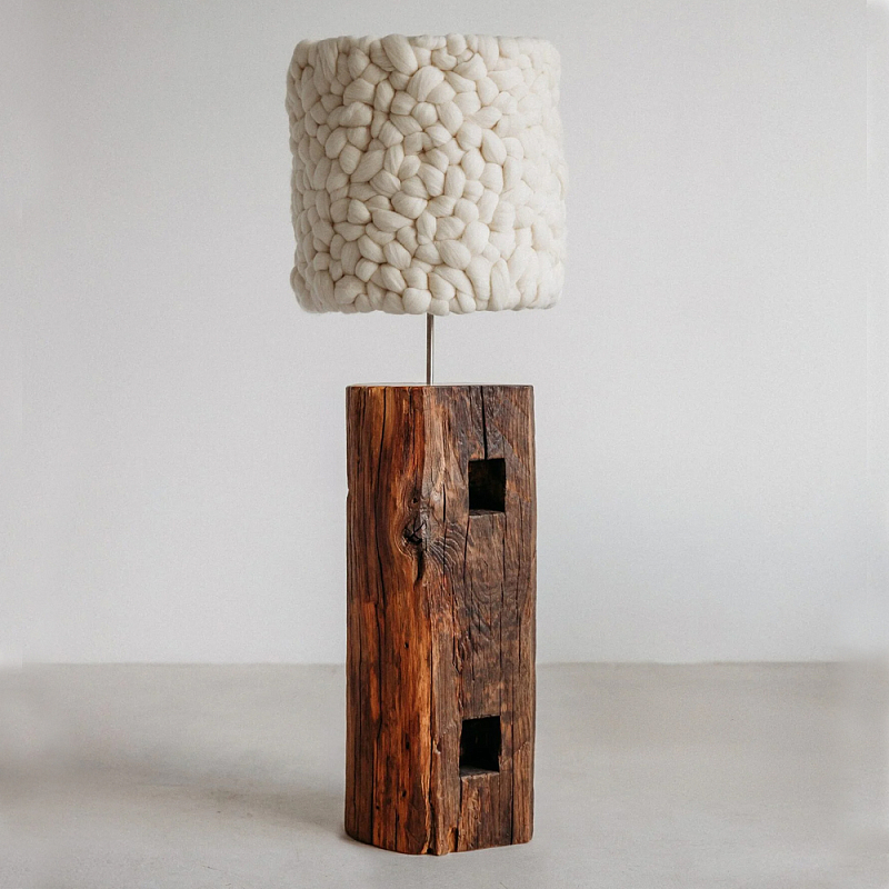 Торшер с вязаным абажуром Woolen Floor Lamp Белый Коричневый Торшер с вязаным абажуром Woolen Floor Lamp Белый Коричневый в Орле | Loft Concept