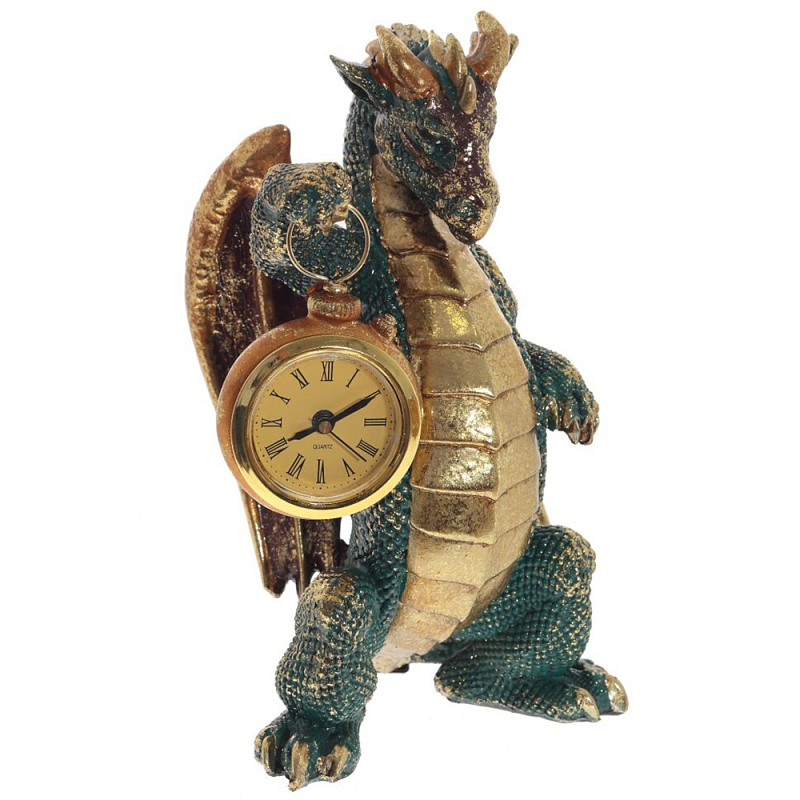 Часы в виде дракона Green Dragon with Clock Зеленый Золотой Часы в виде дракона Green Dragon with Clock Зеленый Золотой в Орле | Loft Concept
