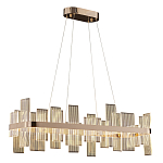 Люстра подвесная прямоугольная с рифлёными прозрачными элементами и золотым основанием Aurea Vista варинант исполнения - 1 | Loft Concept в Орле