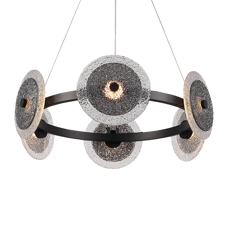 Люстра с плафонами из фактурного двойного стекла Heterochromia Дымчатый (Smoke) Черный в Орле | Loft Concept 