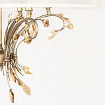 Люстра подвесная круглая с тканевым полупрозрачным абажуром и подвесками 6 ламп Gilded Elegance варинант исполнения - 6 | Loft Concept в Орле