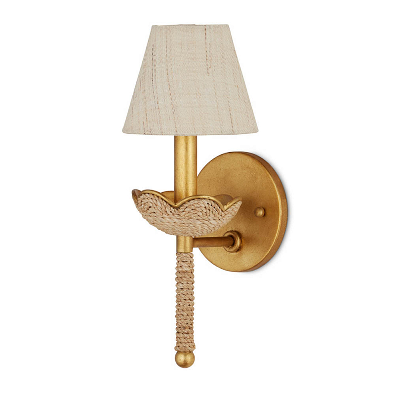 Бра из кованого железа с отделкой плетеной веревкой и сусальным золотом Parisian Style Золотой Бежевый в Орле | Loft Concept 