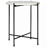 Кофейный столик с круглой разноцветной столешницей на 4-х черных ножках Multicolored Stone Composite варинант исполнения - 1 | Loft Concept в Орле