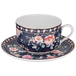 Чайный набор из фарфора синий на 6 персон 12 предметов Flower Porcelain Collection варинант исполнения - 1 | Loft Concept в Орле