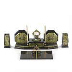 Настольный письменный набор из змеевика с часами и таблетницей Successful Leader варинант исполнения - 1 | Loft Concept в Орле