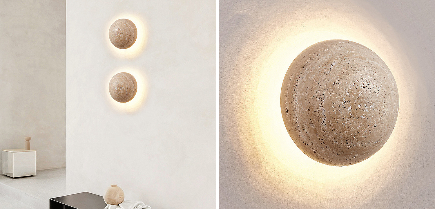 Настенный светодиодный светильник из камня травертина TRAVERTINE POVL WALL LAMP Настенный светодиодный светильник из камня травертина TRAVERTINE POVL WALL LAMP - Loft-Concept в Орле