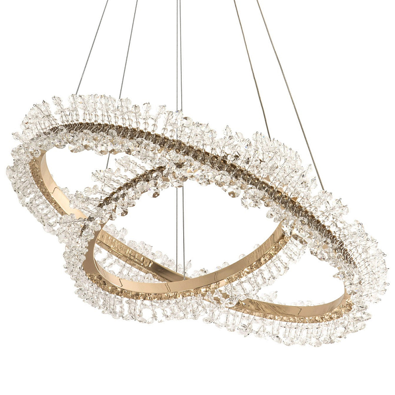 Люстра два кольца с хрустальным декором Rowan Crystal Ring Horizontal Gold Chandelier Глянцевое золото Прозрачный Люстра два кольца с хрустальным декором Rowan Crystal Ring Horizontal Gold Chandelier Глянцевое золото Прозрачный в Орле | Loft Concept