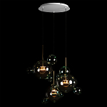 Люстра подвесная с прозрачными бирюзовыми стеклянными шарами и круглым основанием 3 лампы Giopato & Coombes варинант исполнения - 2 | Loft Concept в Орле