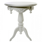 Стол приставной круглый белого цвета из массива бука с легкими потертостями White Provence варинант исполнения - 1 | Loft Concept в Орле