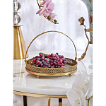 Блюдо круглое с ручкой и голубым фарфоровым дном с цветочным рисунком Blue Garden варинант исполнения - 4 | Loft Concept в Орле