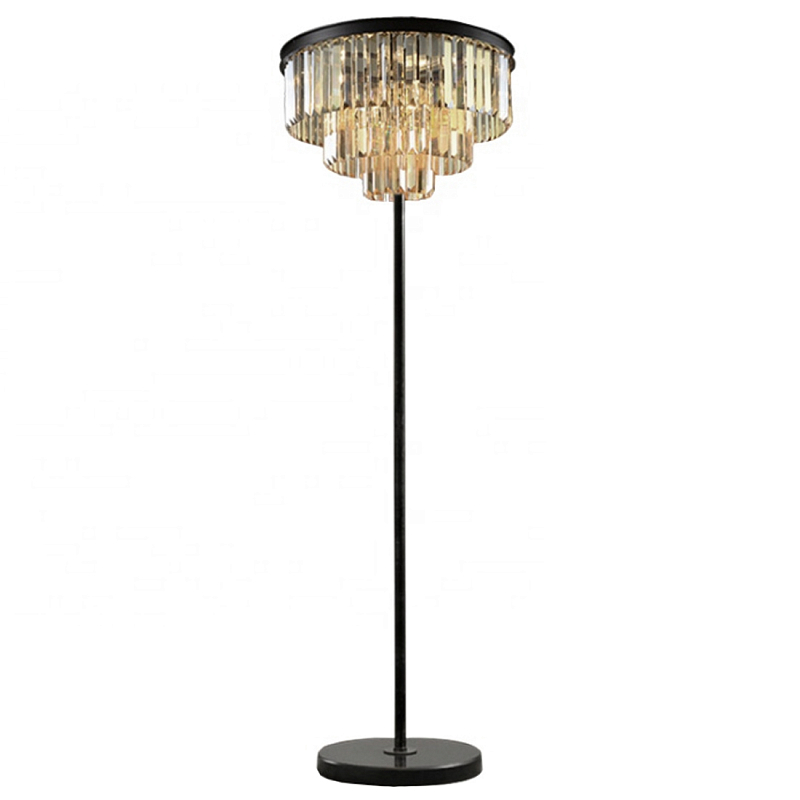 Торшер Odeon Floor Lamp  Черный Мрамор Nero Хром Прозрачное Стекло Серый (Gray) Янтарь (Amber) в Орле | Loft Concept 