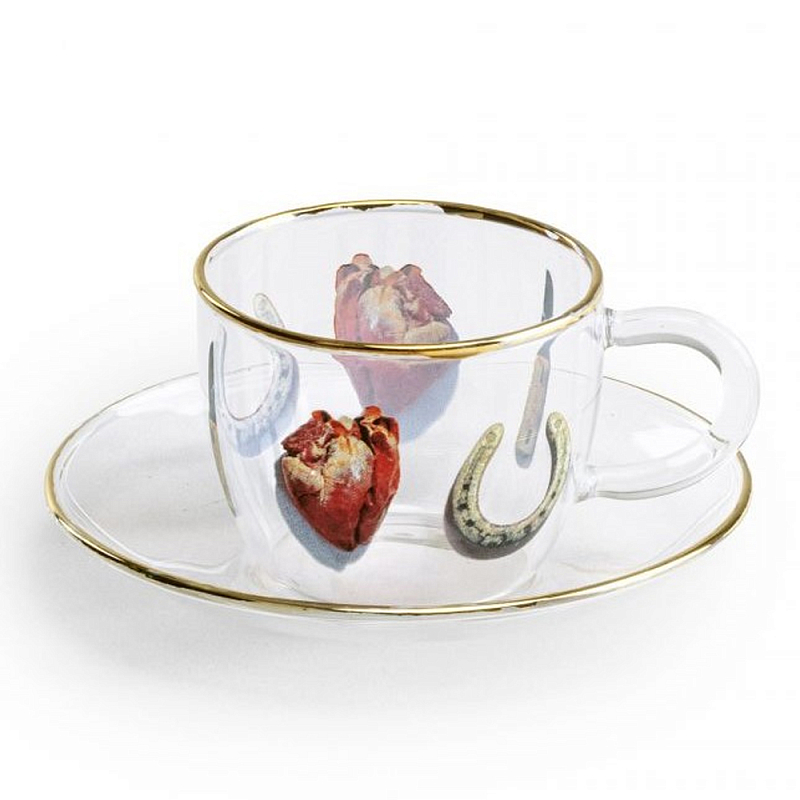 Кофейная пара Seletti I Love You Прозрачный Золотой Красный Кофейная пара Seletti I Love You Прозрачный Золотой Красный в Орле | Loft Concept