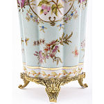 Ваза голубого цвета из фарфора с цветочным рисунком и бронзовой стрекозой Blue Garden варинант исполнения - 3 | Loft Concept в Орле