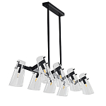 Люстра светодиодная с 8-ю прозрачными плафонами из акрила и стали Glass Cylinder Black варинант исполнения - 3 | Loft Concept в Орле