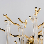 Бра золотого цвета с разветвленными ветвями и длинными прозрачными подвесками в форме стеклянных сосулек Droplet Chandelier варинант исполнения - 5 | Loft Concept в Орле