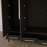 Большой Шкаф Primo Темный орех с 3 дверьми и 3 выдвижными ящиками варинант исполнения - 7 | Loft Concept в Орле